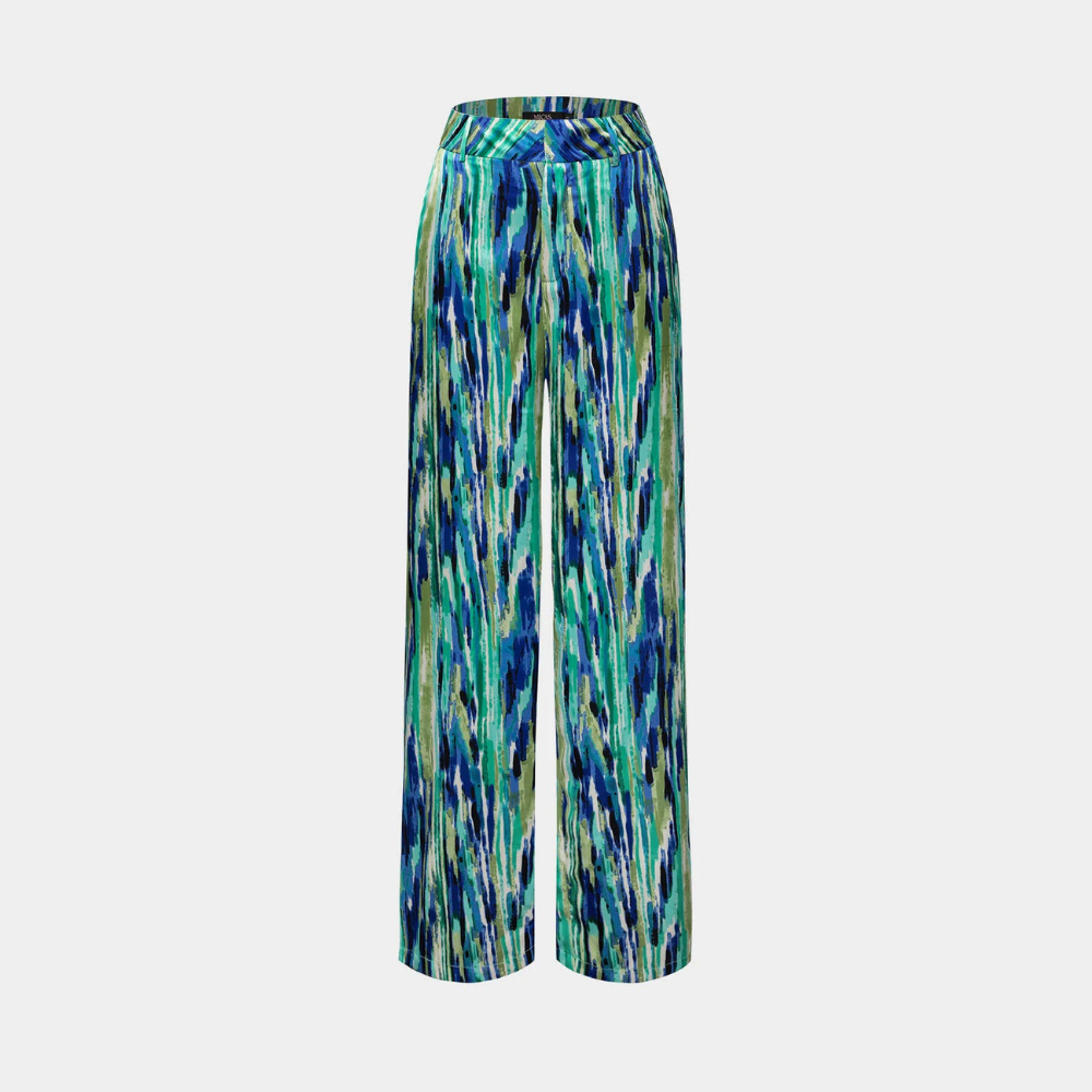 Ilina - Pantalones Rectos de Cintura Alta con Estampado de Mármol