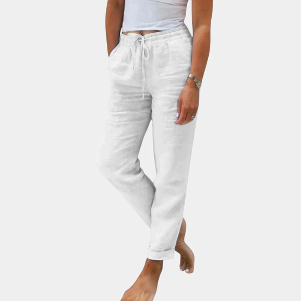 Velenie - Pantalones de Lino Mezclado Ajuste Relajado