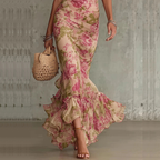 LOUISE - VESTIDO MAXI FLORAL CON VOLANTES
