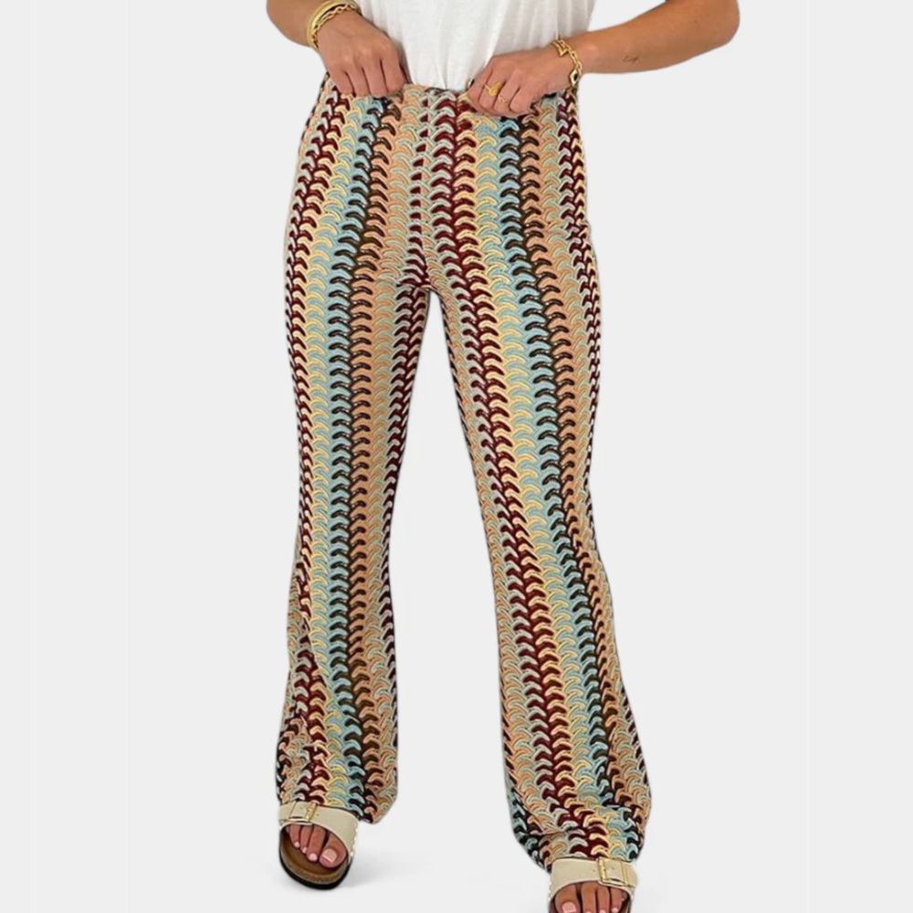 Caterine - Pantalón Acampanado Estampado Retro