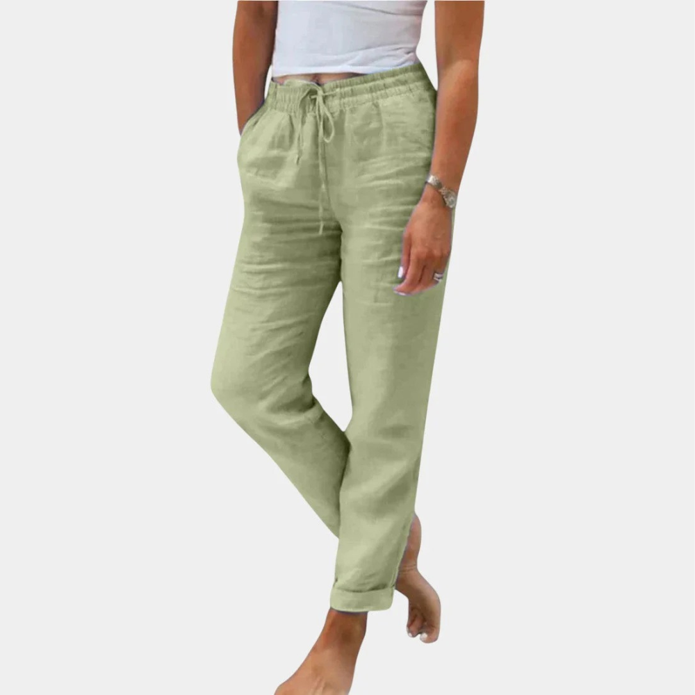 Velenie - Pantalones de Lino Mezclado Ajuste Relajado