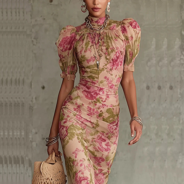 LOUISE - VESTIDO MAXI FLORAL CON VOLANTES