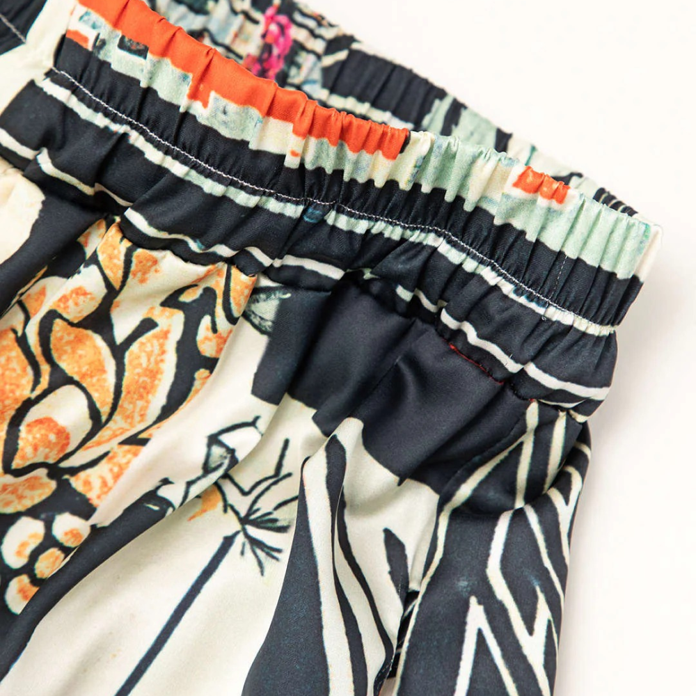 Deleire - Pantalones Rectos de Cintura Alta con Estampado Floral