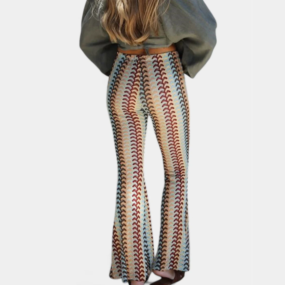 Caterine - Pantalón Acampanado Estampado Retro