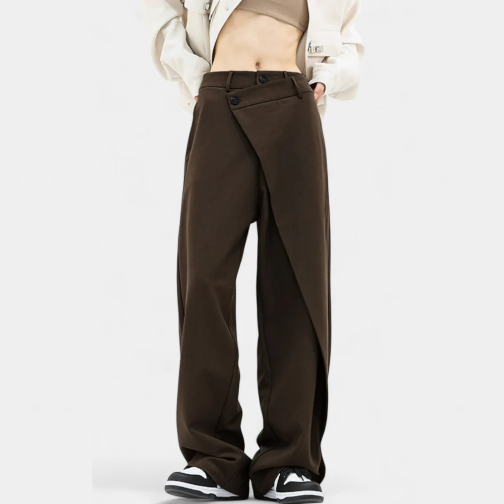 Denise - Pantalones Rectos con Drapado Moderno