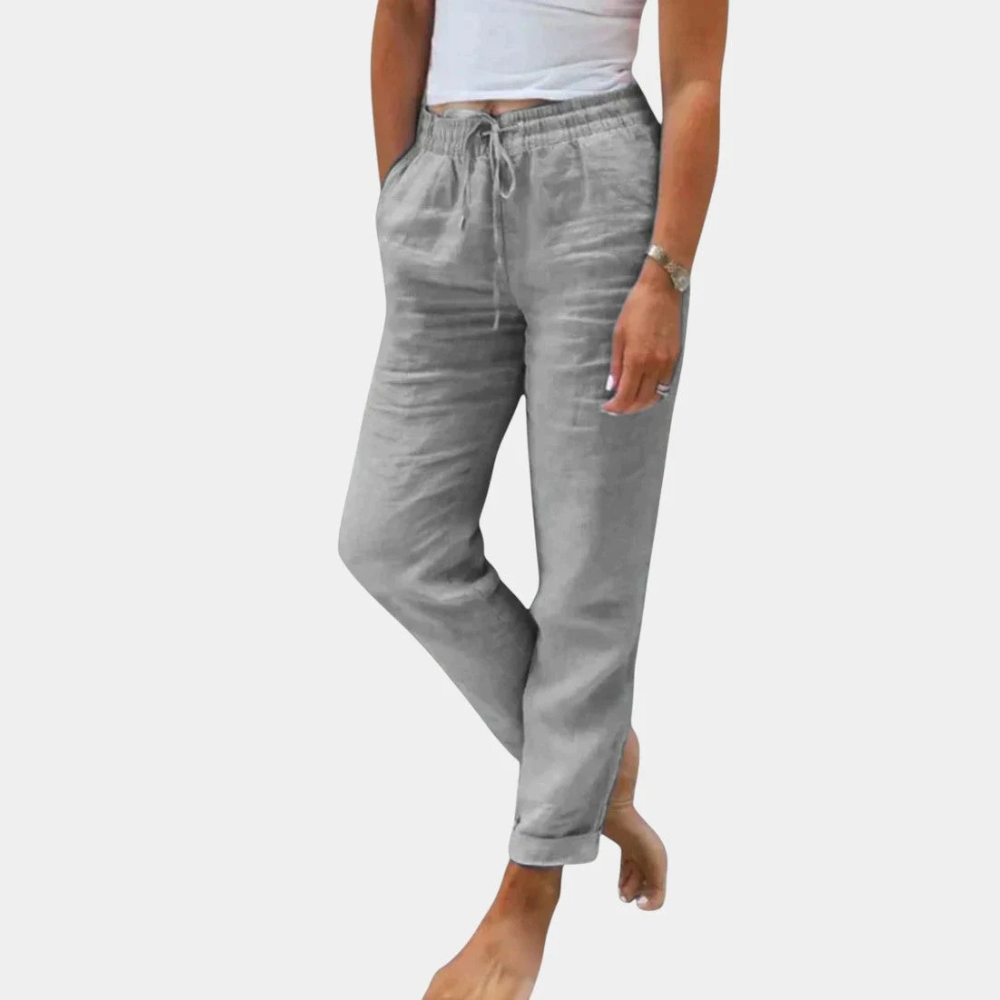 Velenie - Pantalones de Lino Mezclado Ajuste Relajado