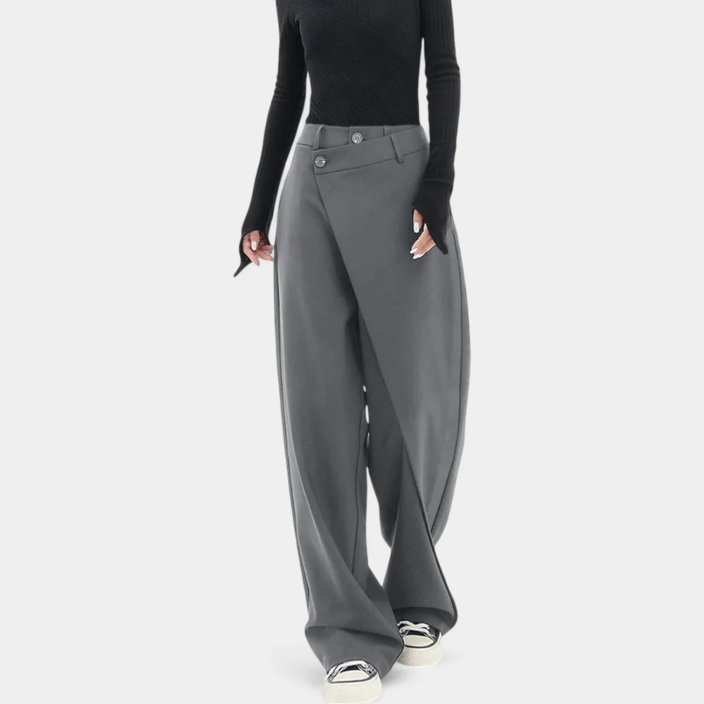 Denise - Pantalones Rectos con Drapado Moderno