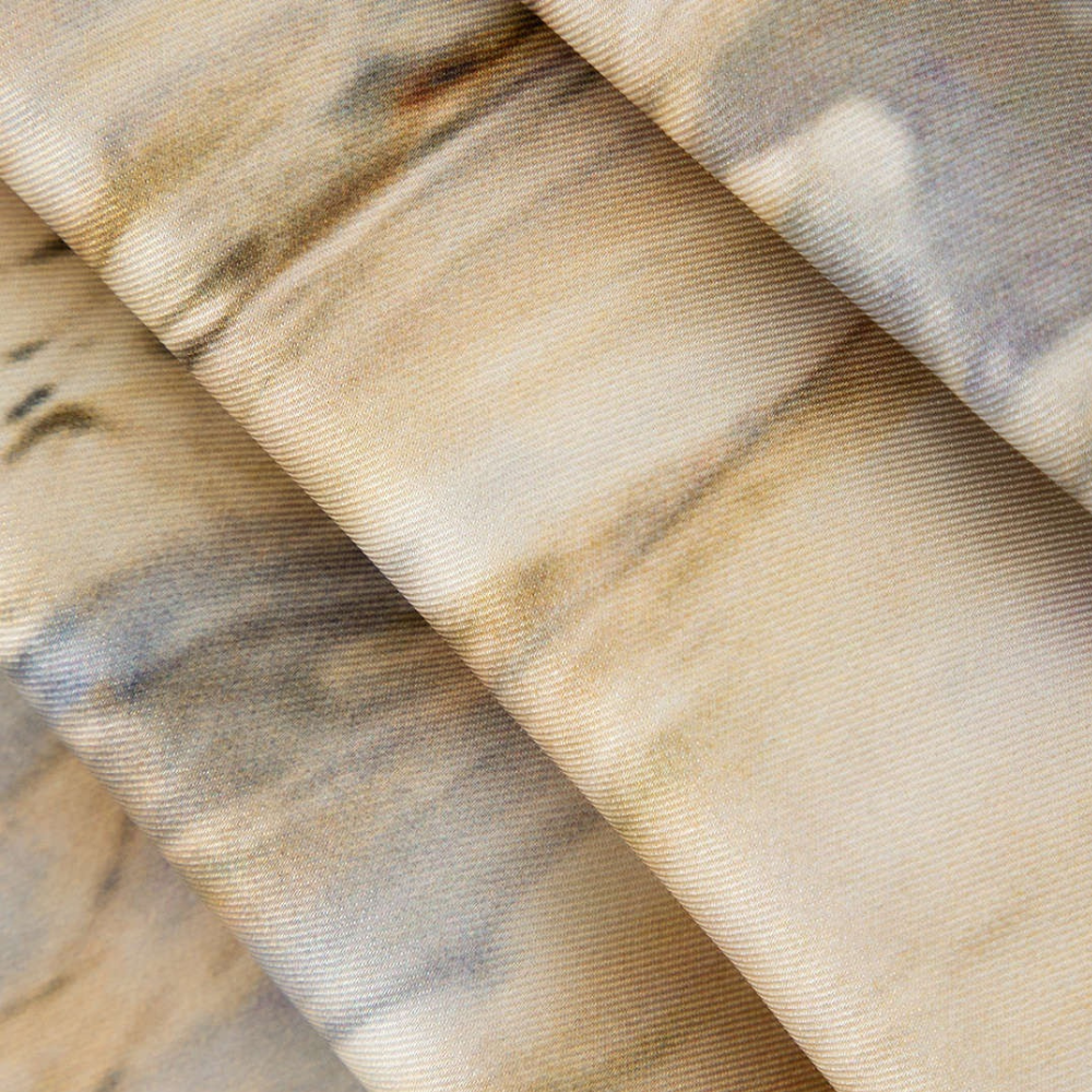 Ilina - Pantalones Rectos de Cintura Alta con Estampado de Mármol