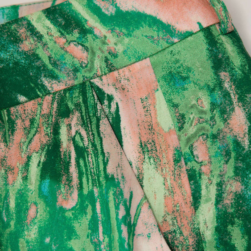 Ilina - Pantalones Rectos de Cintura Alta con Estampado de Mármol