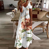 Vestido Maxi Floral Hombros Descubiertos con Escote en V