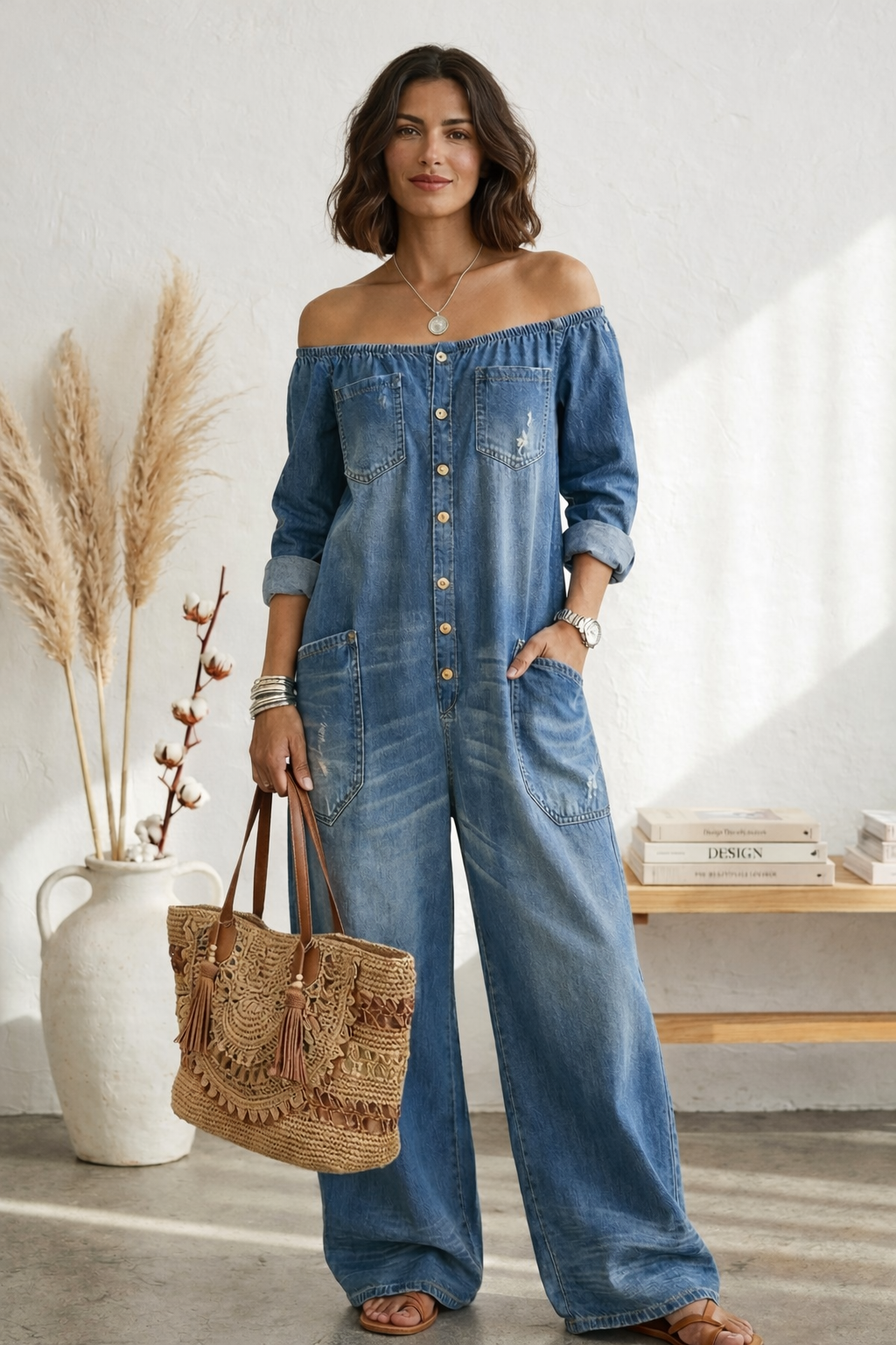 Vegania - mono de denim algodón con lavado vintage