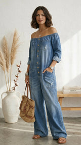 Vegania - mono de denim algodón con lavado vintage