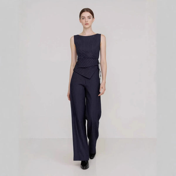 Conjunto Bellamour De Sastrería Con Blusa Asimétrica y Pantalón Palazzo