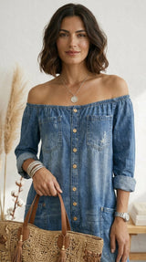 Vegania - mono de denim algodón con lavado vintage
