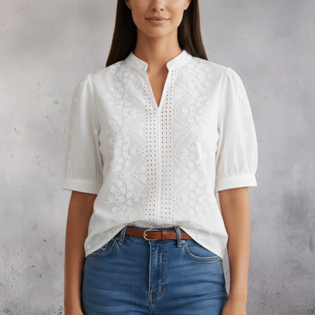 Athenea - Blusa floral con cuello en V