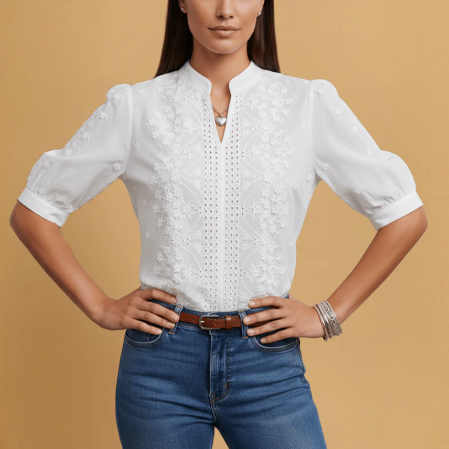 Athenea - Blusa floral con cuello en V